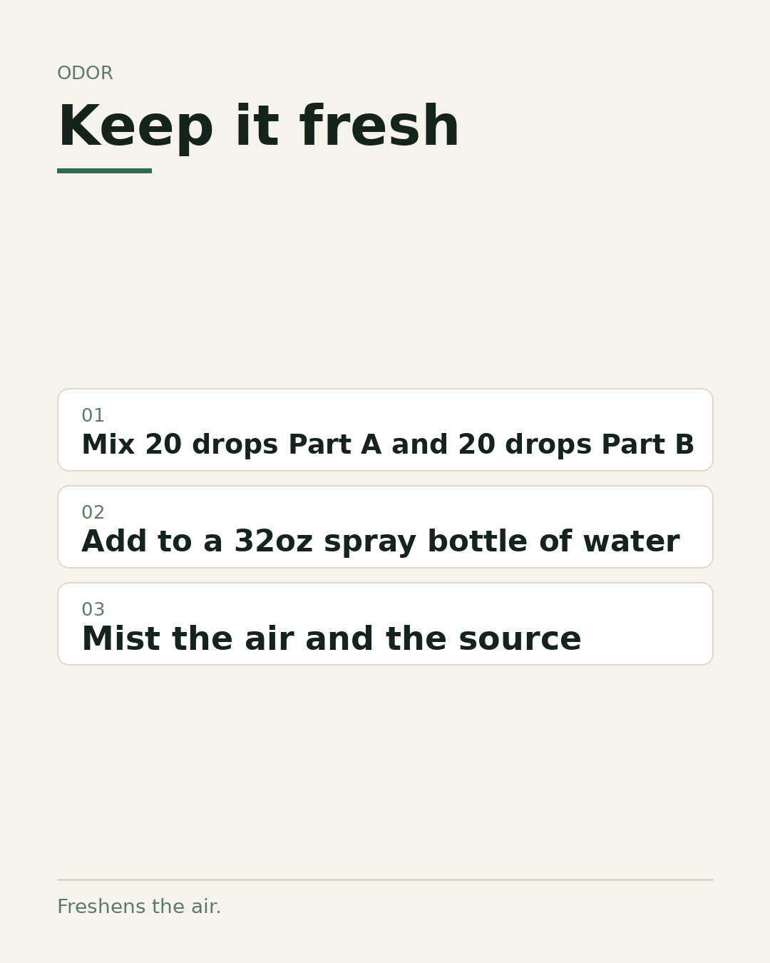 Keep it fresh, odor
